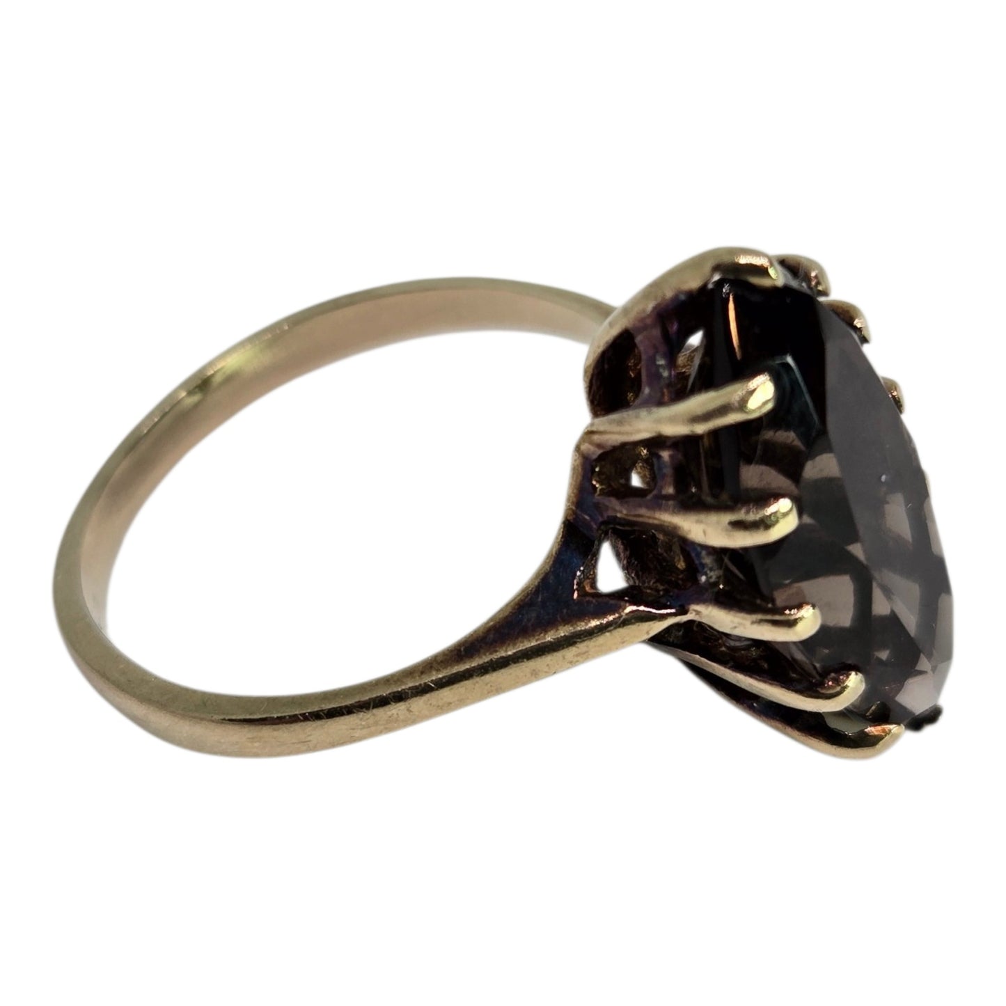 Smoky Quartz Marquise Cut Ring in Yellow Gold Setting