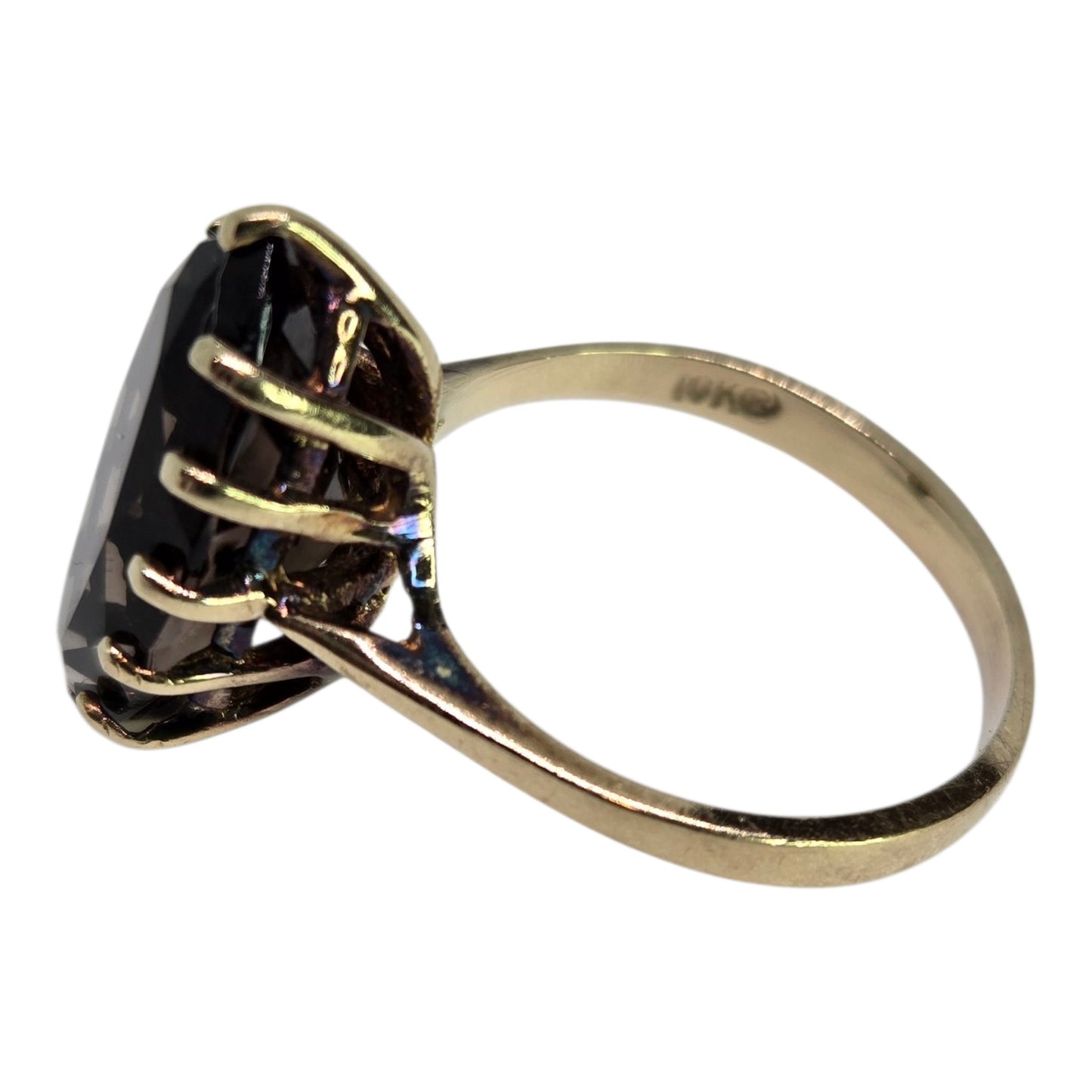 Smoky Quartz Marquise Cut Ring in Yellow Gold Setting