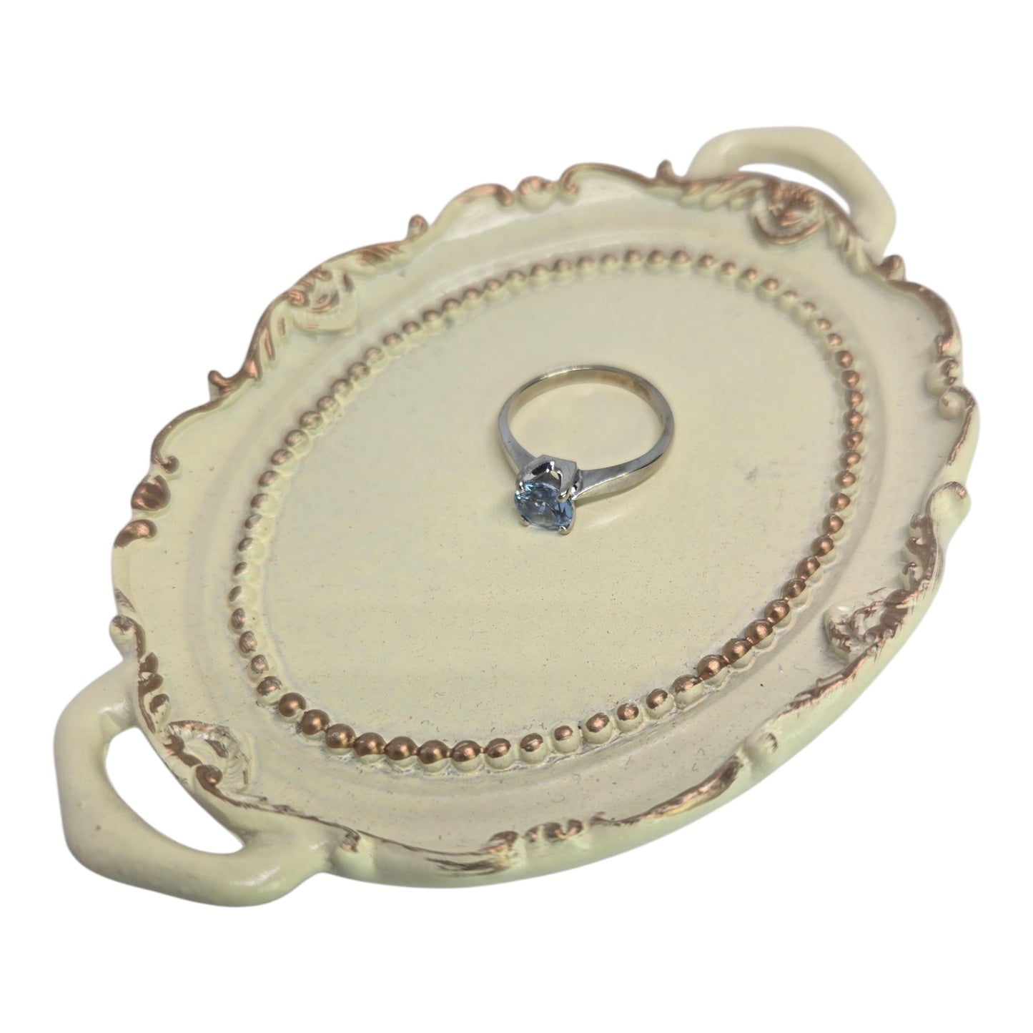 Aquamarine Solitaire Ring in Solid White Gold Settings