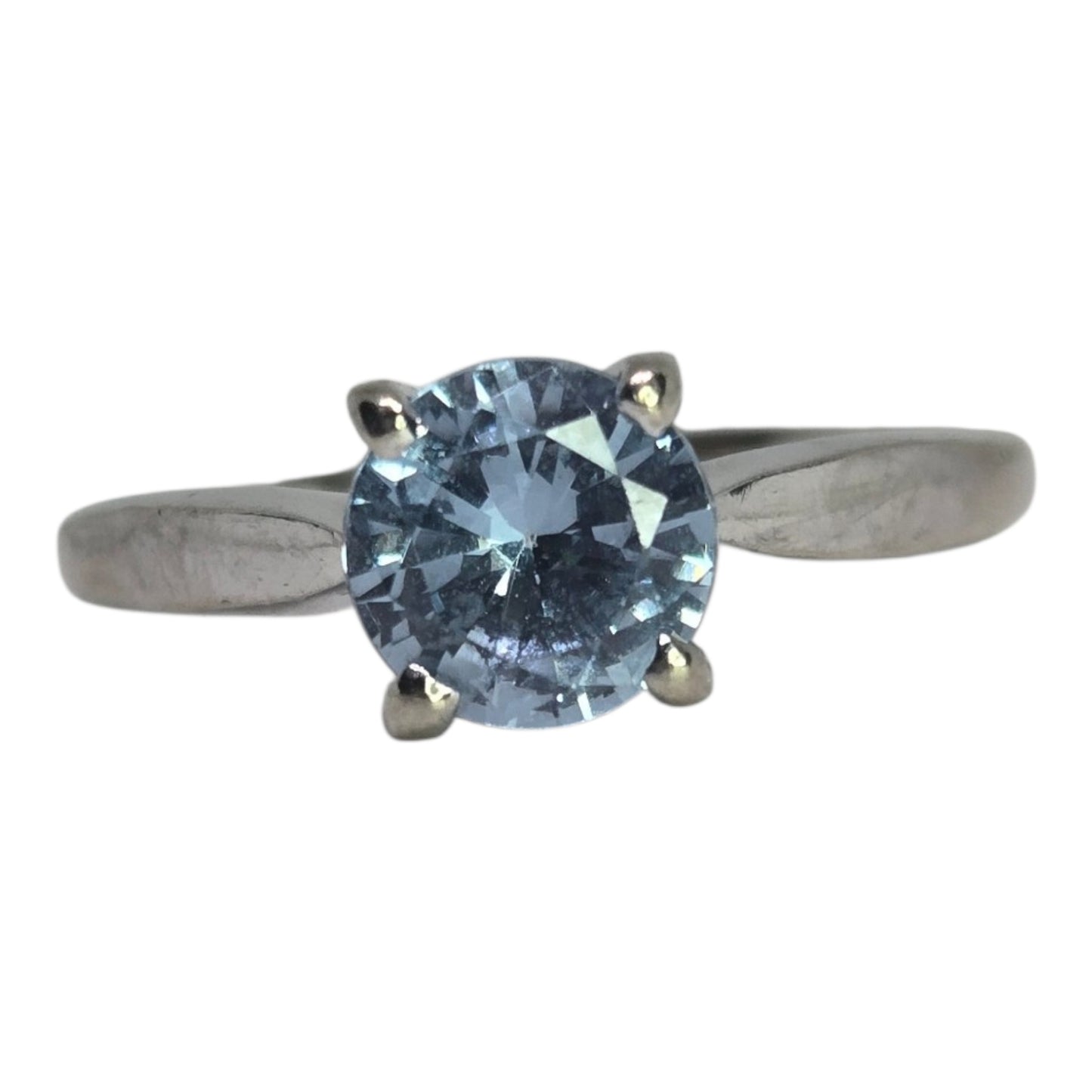Aquamarine Solitaire Ring in Solid White Gold Settings