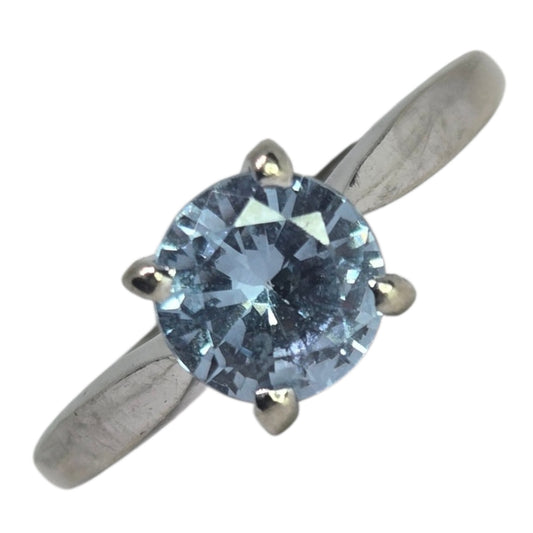 Aquamarine Solitaire Ring in Solid White Gold Settings