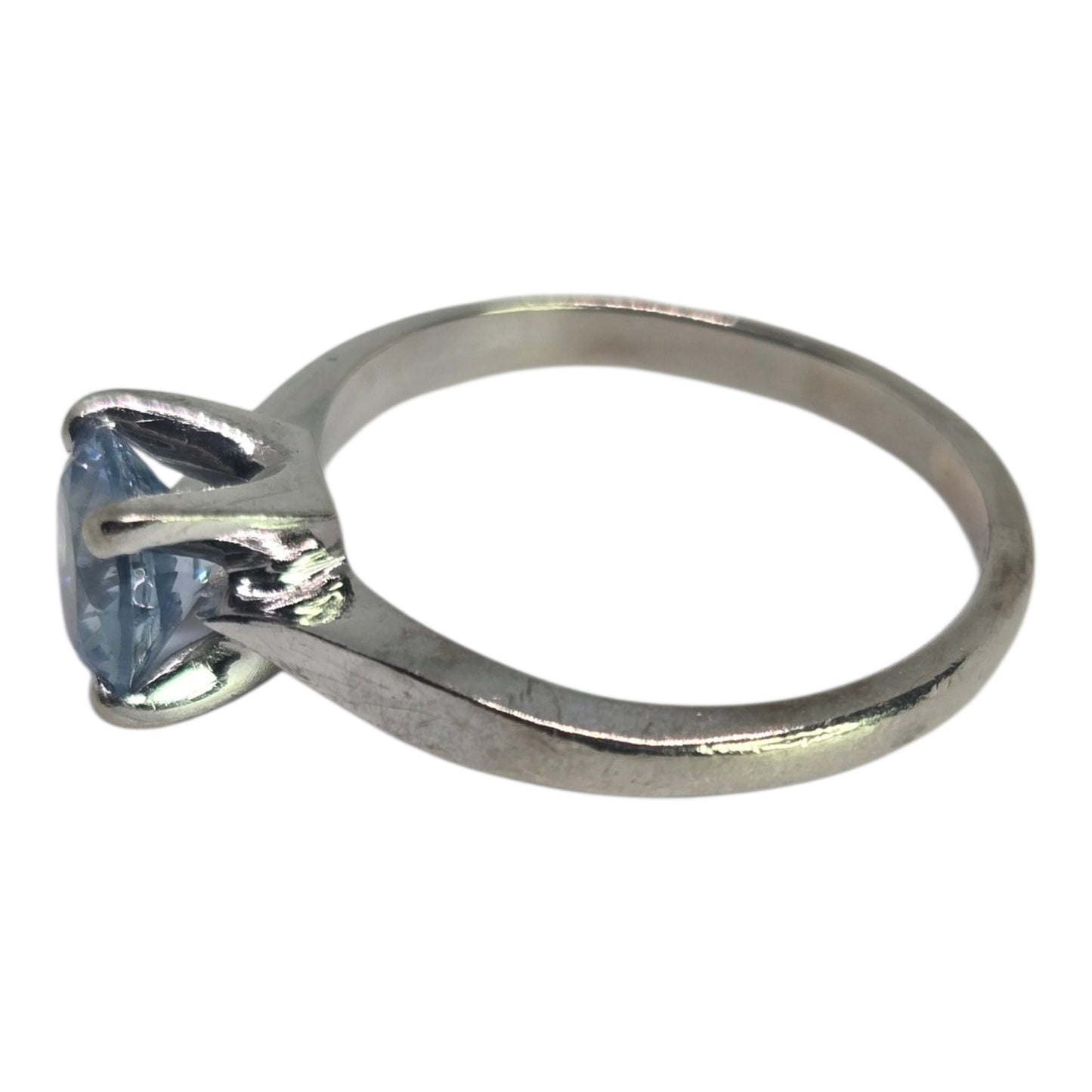 Aquamarine Solitaire Ring in Solid White Gold Settings
