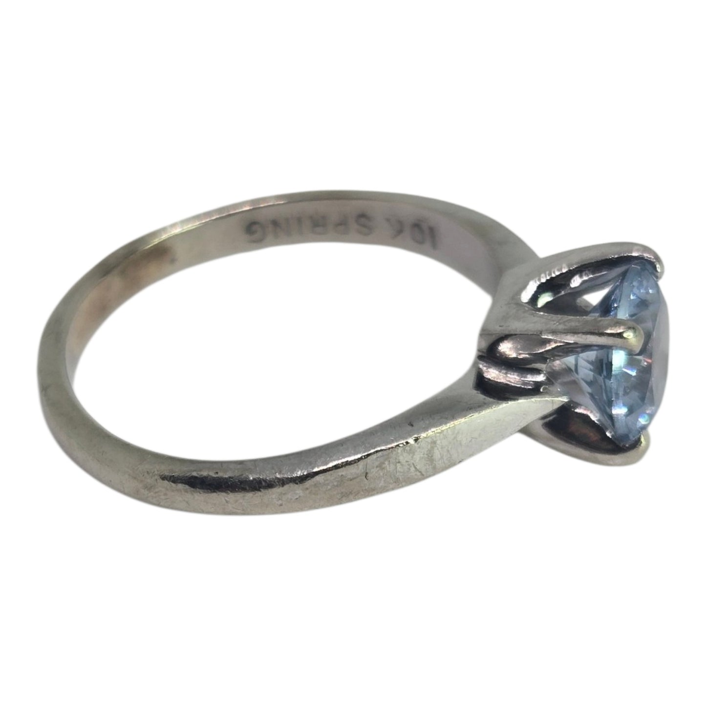Aquamarine Solitaire Ring in Solid White Gold Settings