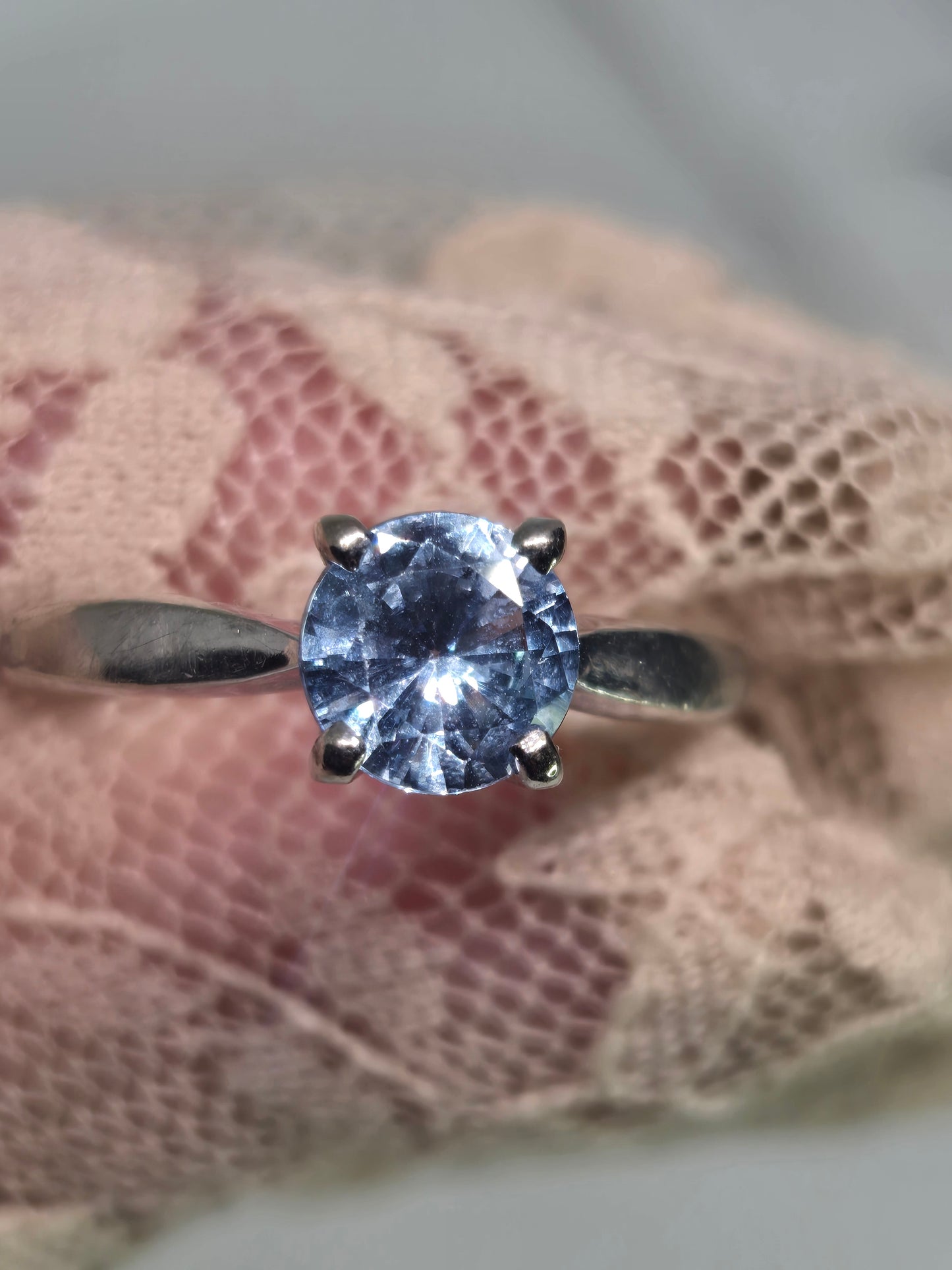 Aquamarine Solitaire Ring in Solid White Gold Settings