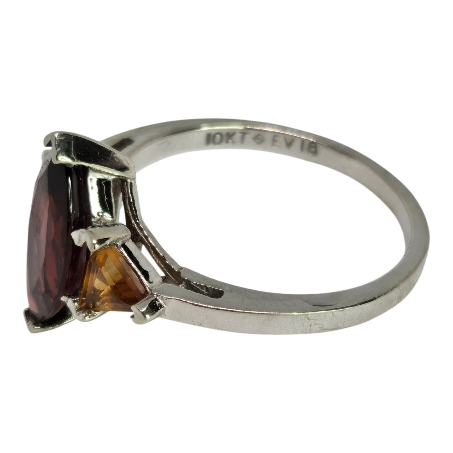 Garnet Marquise Citrine Accent Gemstonr 10K White Gold Ring