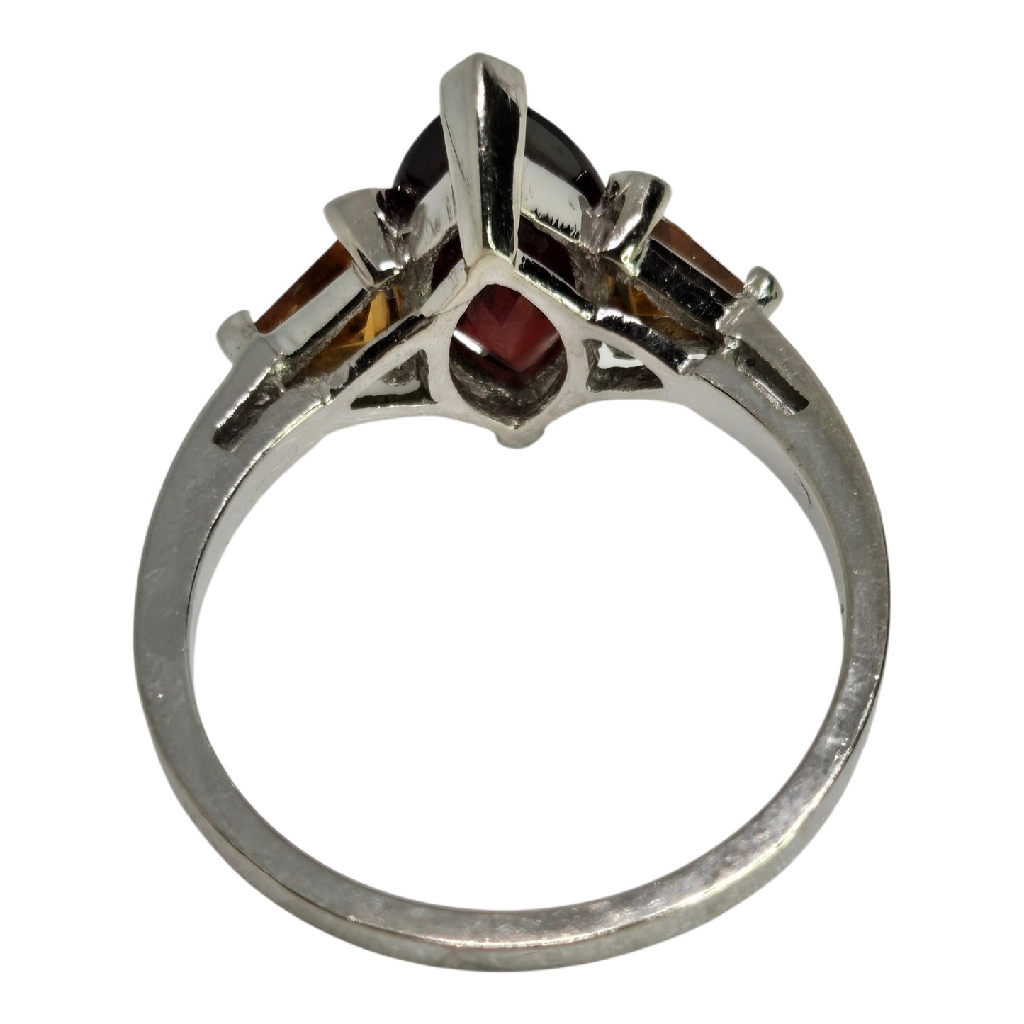 Garnet Marquise Citrine Accent Gemstonr 10K White Gold Ring