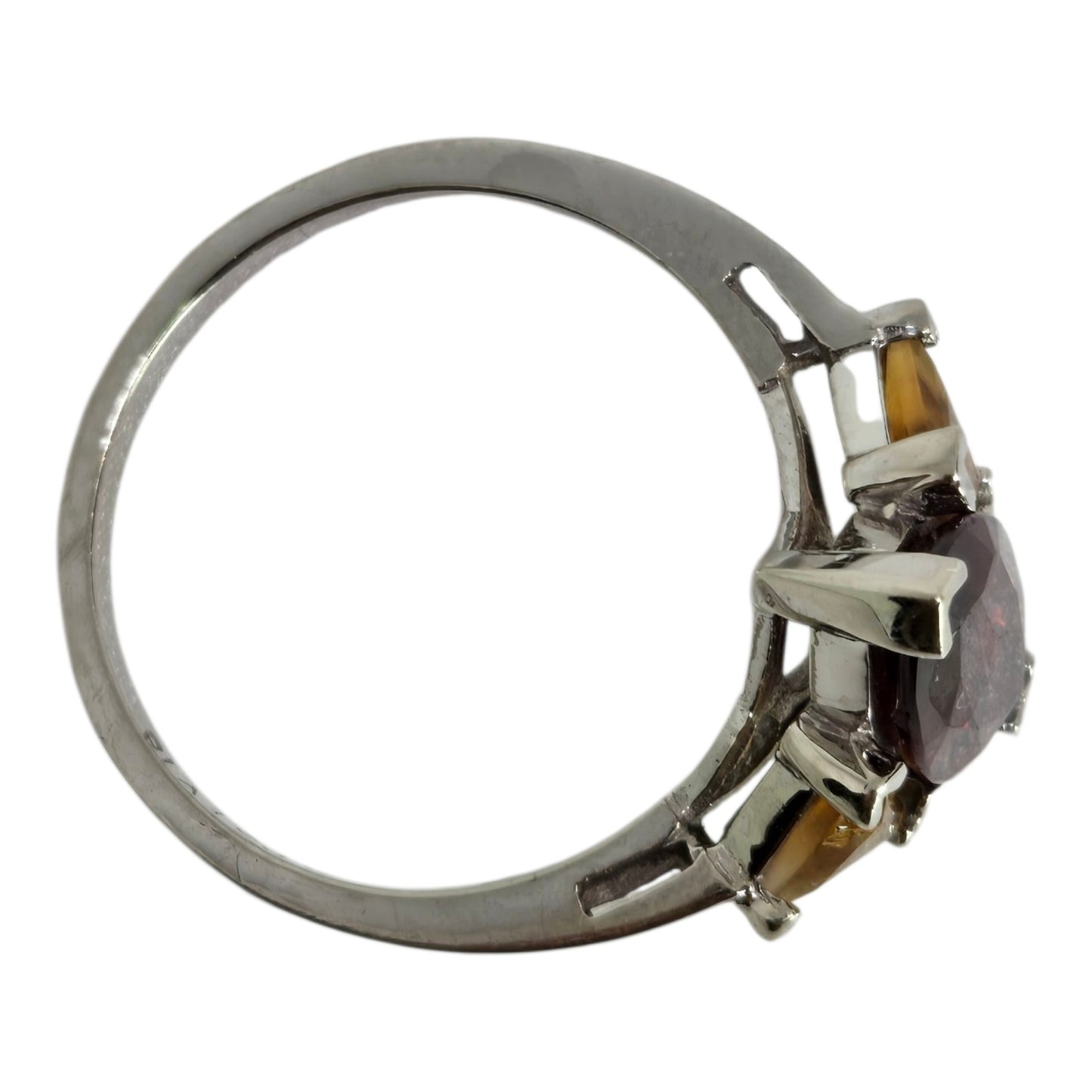 Garnet Marquise Citrine Accent Gemstonr 10K White Gold Ring