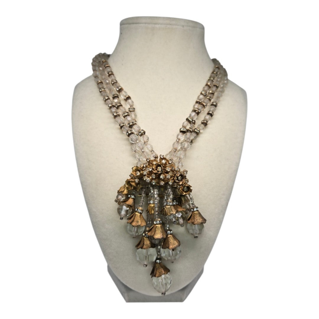 Miriam Haskell Necklace Beautiful Rhinestone Crystal Handmade Vintage Jewelry from 50s