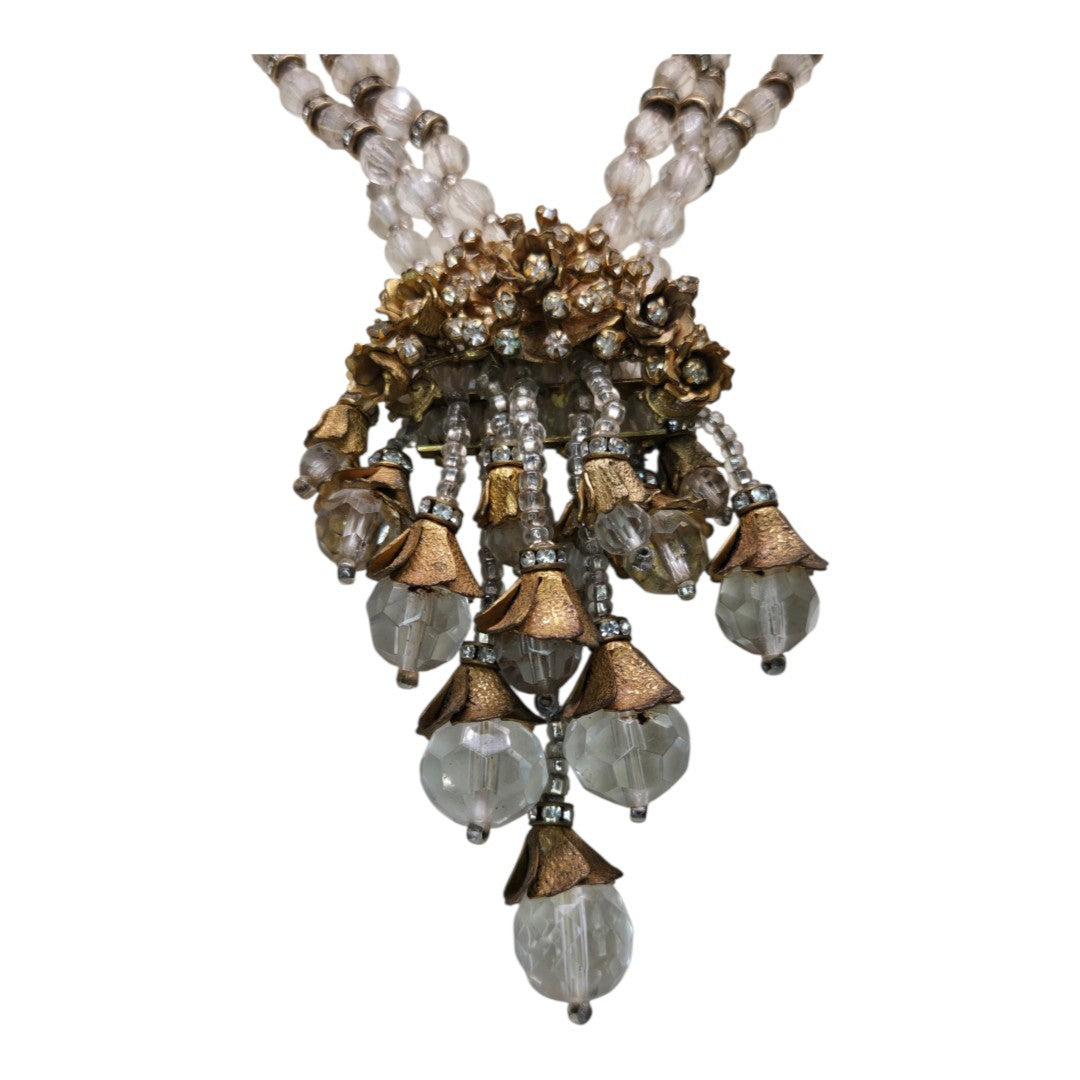 Miriam Haskell Necklace Beautiful Rhinestone Crystal Handmade Vintage Jewelry from 50s