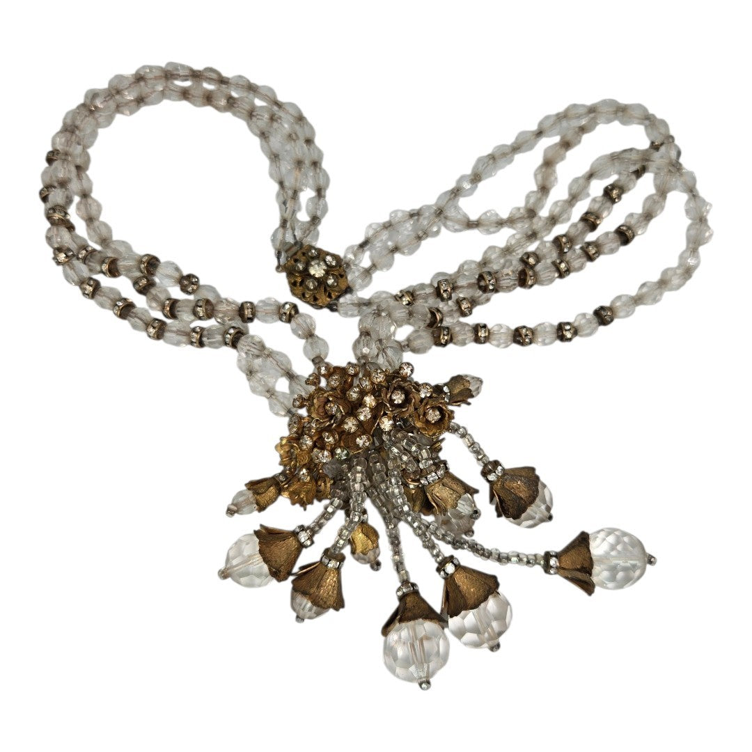Miriam Haskell Necklace Beautiful Rhinestone Crystal Handmade Vintage Jewelry from 50s