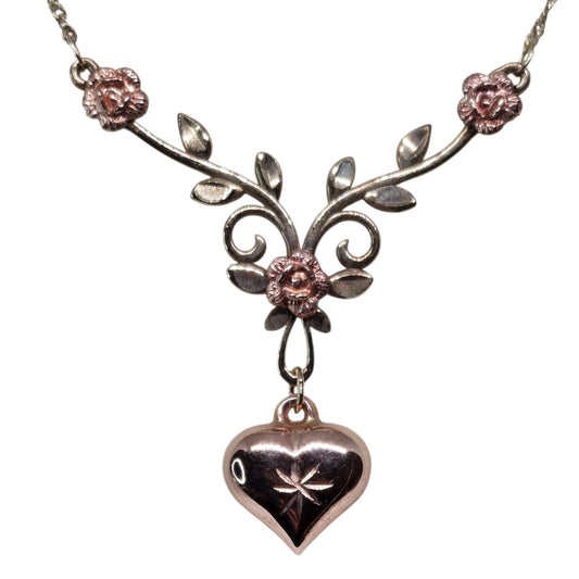Victorian Michael Anthony Yellow Rose Gold Heart and Flower Necklace