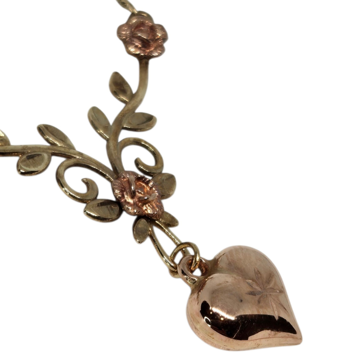 Victorian Michael Anthony Yellow Rose Gold Heart and Flower Necklace